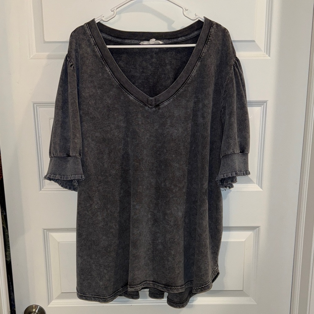 Women's Charcoal Grey V-Neck Top